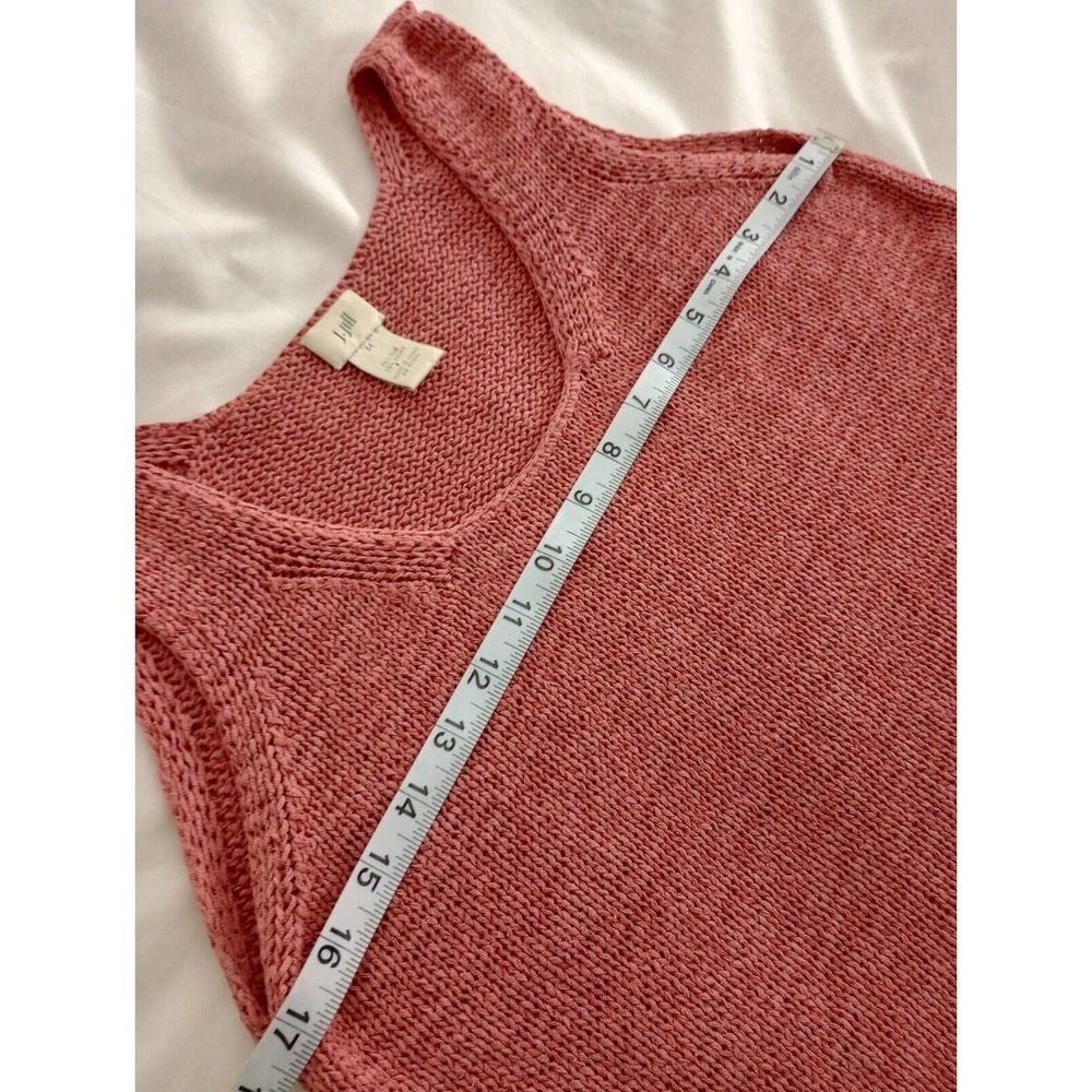 J. Jill Pink Silk Nylon Sleeveless Tank Top Sweater Vest Size M Square Neck - Picture 4 of 6